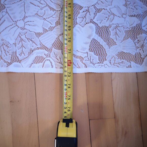 40"x 73" Rectangle White Lace Tablecloth w/ Christmas Theme Bells Design - Picture 3 of 4